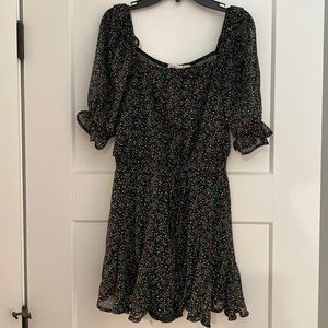 Black and green floral romper